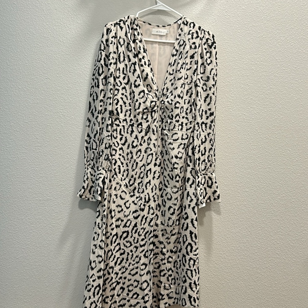 A.L.C. Asymmetrical Leopard Print Dress - Black and White - Picture 5 of 14